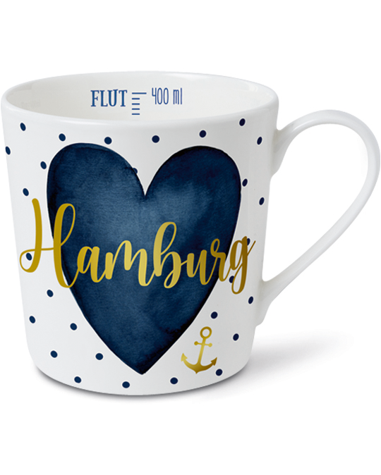 Mug 400 ml Indigo Blue Heart Hamburg