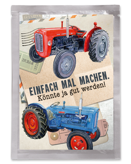 Tee-Postkarte Traktor