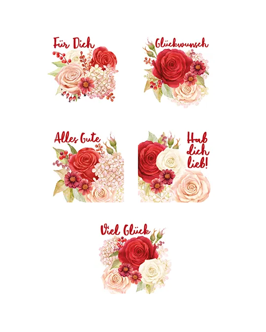Label Sheet Bites Red Roses
