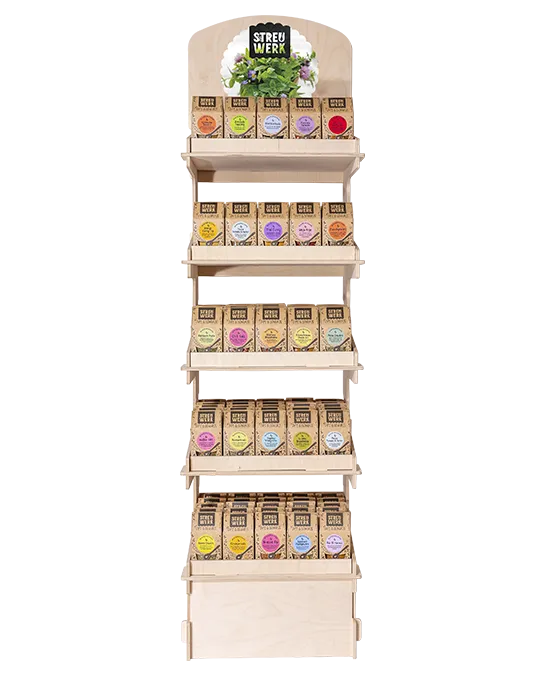 Holz-Regal Warenträger mit 5 Böden für Tee, Gewürze, Dip & Süßwaren