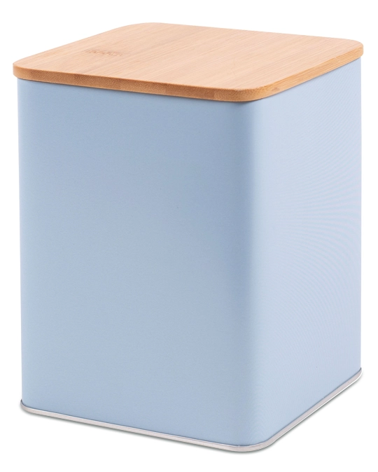Tin with Bamboo Lid Pastel Lightblue
