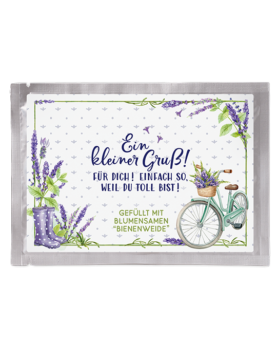 Saat-Postkarte Lavendel mit Fahrrad