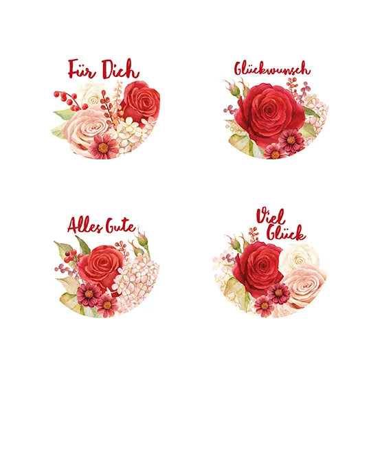 Label Sheet Chocolate Red Roses