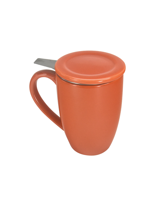 Mug Orange With Metal Strainer And Lid